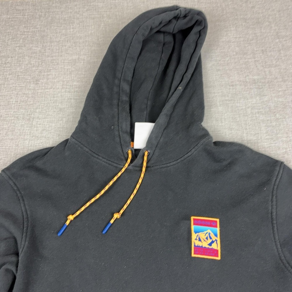 Adidas Originals Hoodie Sweatshirt Mens Small Black‎ Pullover Mountain Patch